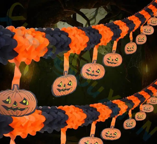 Guirnalda de Papel: Arañas, Calabazas y Murciélagos 🕷️