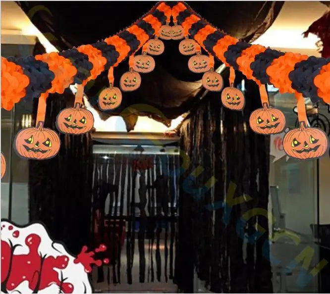Guirnalda de Papel: Arañas, Calabazas y Murciélagos 🕷️