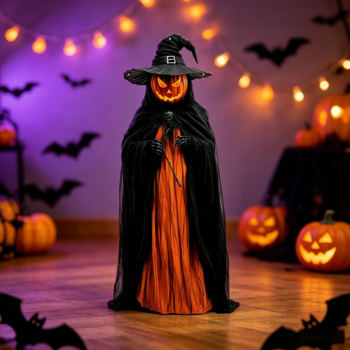 Bruja Cabeza de Calabaza con Capa 🎃