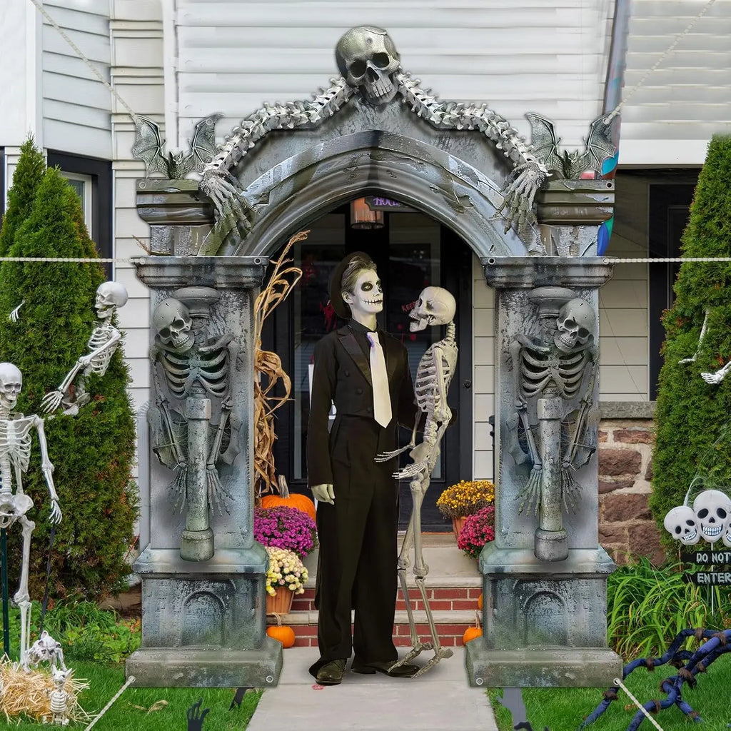Telón Cementerio: Lápidas, Murciélagos y Esqueletos 🪦