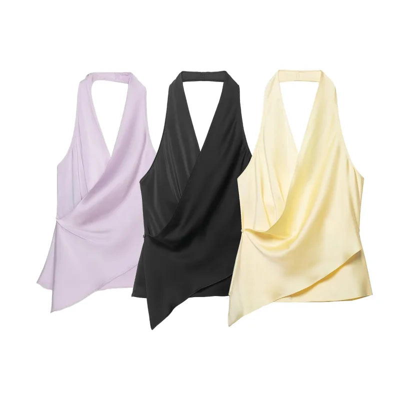 Top Satinado Halter Elegante