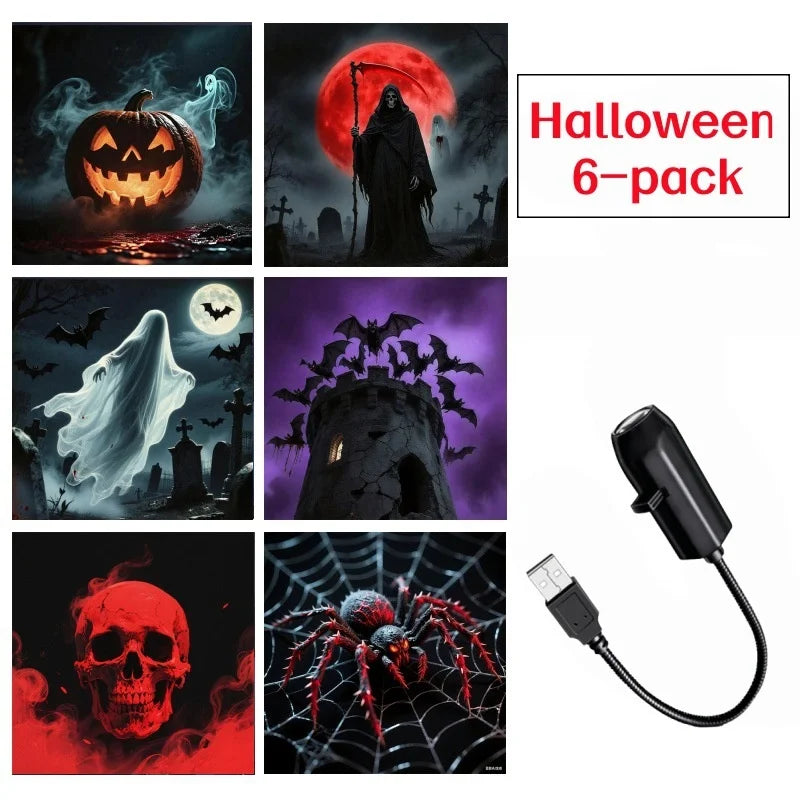 Proyector LED USB de Halloween con fantasmas y murciélagos