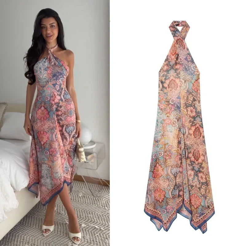 Vestido Chiffon Halter Verano